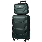 Walizki - Zestaw Walizka Średnia + Kuferek z ABS-u (M+BC) Zielony - miniaturka - grafika 1