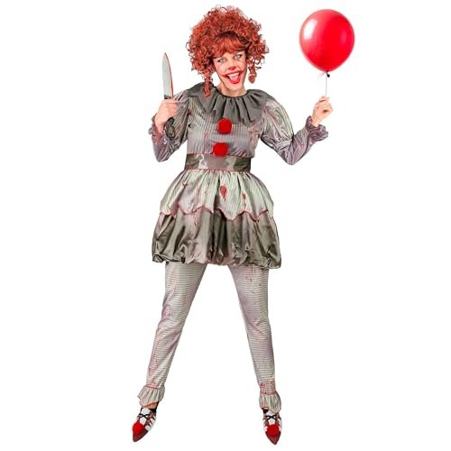 W WIDMANN MILANO Party Fashion - Kostium klauna-zabójcy, sukienka, klaun z horroru, psychopata, przebranie na Halloween