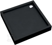 Brodziki prysznicowe - Brodzik akrylowy "Medium" zintegrowany z podbudową Stabilsound Plus oraz przeciągniętym panelem Black Stone 80x80x16 cm kwadratowy - miniaturka - grafika 1