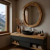 Lustra - Nowoczesne lustro do łazienki drewniane - miniaturka - grafika 1