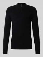 Swetry męskie - Sweter z dzianiny o kroju slim fit z kołnierzem zapinanym - miniaturka - grafika 1