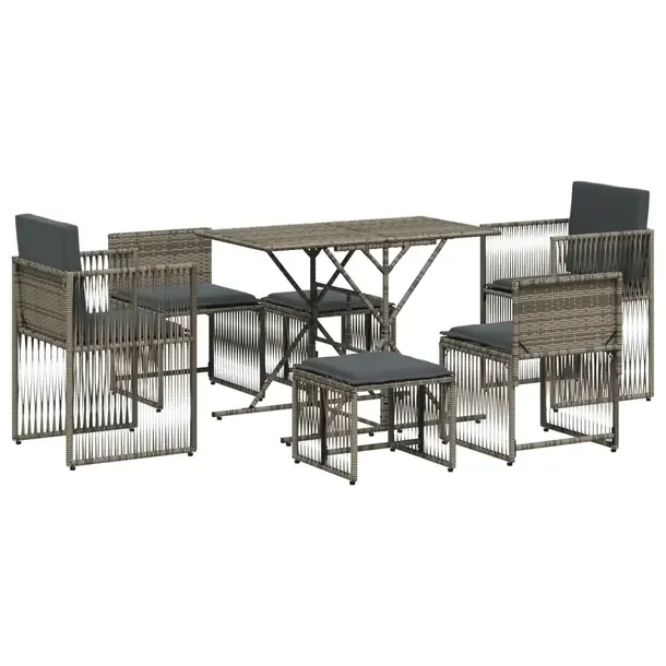 Zestaw mebli ogrodowych szary rattan PE, stół 104x56x72 cm, fotele 50x52x