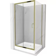 Kabiny prysznicowe - Mexen Apia kabina prysznicowa rozsuwana 100x80 cm, transparent, złota + brodzik Rio - miniaturka - grafika 1
