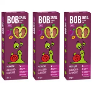 Bob Snail Przekąska jabłkowo-śliwkowa bez dodatku cukru Zestaw 3 x 30 g - Inne słodycze - miniaturka - grafika 1