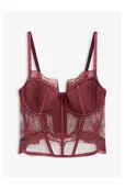 Gorsety - bonprix Gorset ze szlachetną koronką czerwony - miniaturka - grafika 1