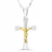 Biżuteria dla dzieci - SREBRNY NASZYJNIK ŁAŃCUSZEK KRZYŻYK DLA CHŁOPCA KOMUNIA SREBRO 925 50cm - miniaturka - grafika 1