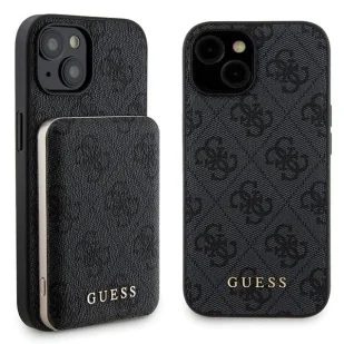 Zestaw etui Guess 4G Metal Logo na iPhone 15 + powerbank 5000mAh MagSafe - czarny - Etui i futerały do telefonów - miniaturka - grafika 1