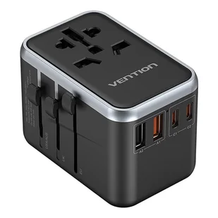 Adapter podróżny uniwersalny 65W Vention FJFB0 GaN 2xUSB-C 2xUSB-A (czarny) - Ładowarki do telefonów - miniaturka - grafika 1
