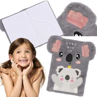 Szkolne artykuły papiernicze - PLUSZOWY szary notes Koala, zeszyt szkolny w linie A5, pamiętnik DLA DZIECI - miniaturka - grafika 1