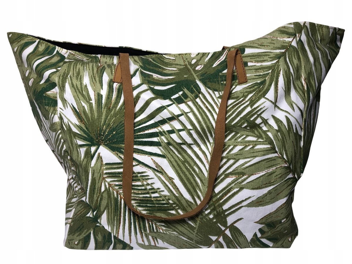 Duża Elegancka Damska Torba Plażowa Na Ramię PIECES Canvas Indie zatrzask