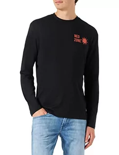 Bluzy męskie - Springfield Bluza męska Bawełna Koszula, Czarna, Regularny, czarny, XL - grafika 1