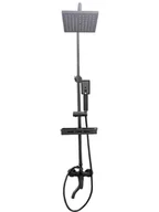 Deszczownice - Deszczownica prysznic 1,5m mosiądz czarny z kranem i półką 170-200 - miniaturka - grafika 1