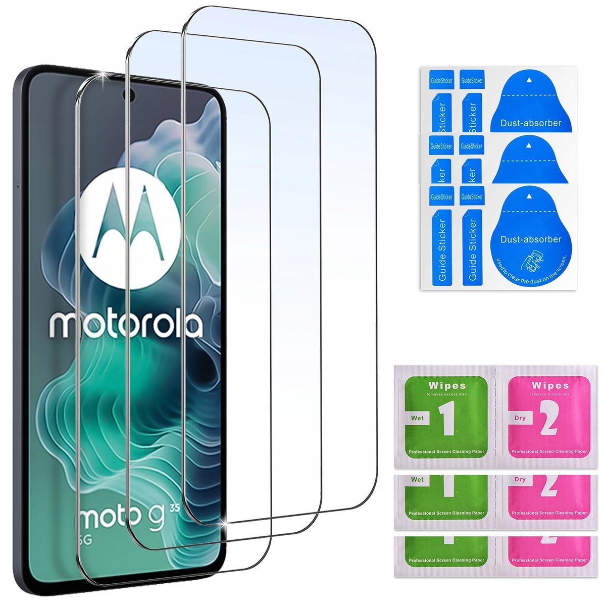 3x SZKŁO HARTOWANE do Motorola Moto G35 5G SZYBKA 9H zestaw 3 sztuk