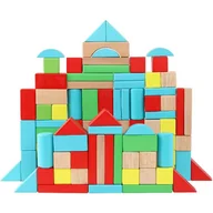 Zabawki konstrukcyjne - Edukacyjne klocki drewniane dla dzieci 100 elementów w wiaderku - miniaturka - grafika 1