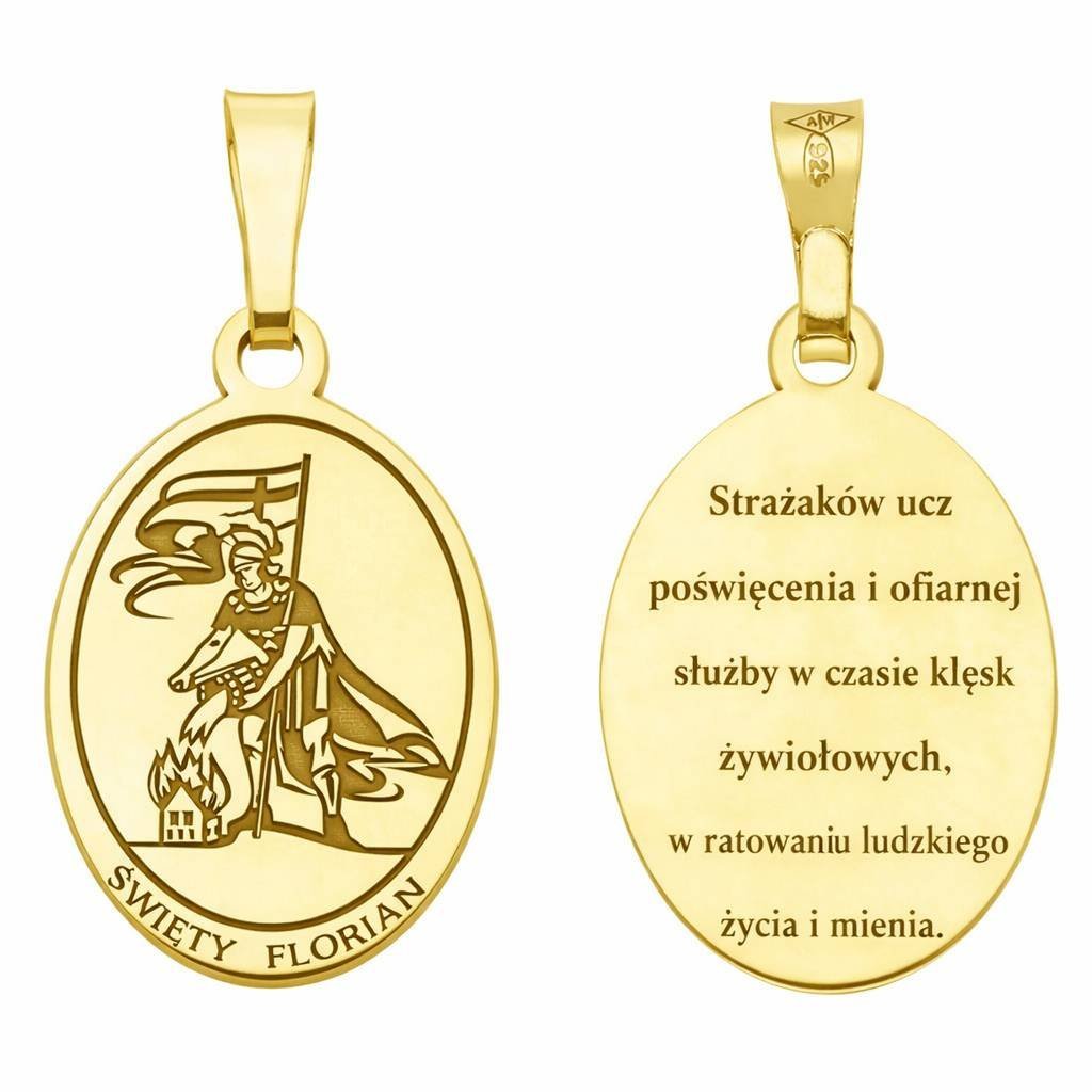 Medalik srebrny Ag 925 pozłacany Św. Florian MDC120G