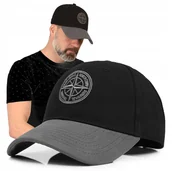 Czapki i chusty sportowe męskie - CZAPKA z Daszkiem Męska Bejsbolówka KOMPAS Czarno - Szara Pako Jeans - miniaturka - grafika 1