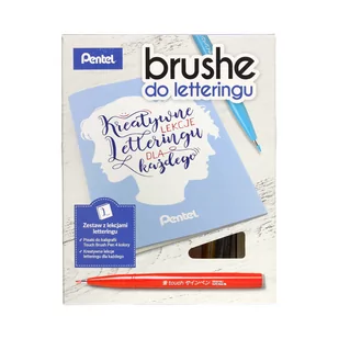 PENTEL Zestaw do kaligrafii Touch Brush Pen 4kol + książka PN6550 - Akcesoria kreślarskie - miniaturka - grafika 2