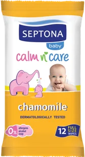 Septona Septona Baby chusteczki nawilżane dla dzieci i niemowląt z rumiankiem 12 sztuk 1145097 - Chusteczki nawilżane - miniaturka - grafika 1