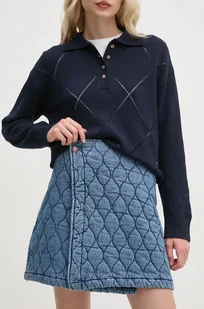 Pepe Jeans spódnica MINI SKIRT HW QUILTED kolor niebieski mini rozkloszowana PL901163 - Spódnice - miniaturka - grafika 1