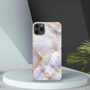 Kingxbar Marble Series eleganckie etui pokrowiec z nadrukiem marmur iPhone 11 Pro Max biało-błękitny - Etui i futerały do telefonów - miniaturka - grafika 5