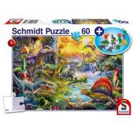 Puzzle - Schmidt Puzzle 60 el. Dinozaury + zestaw figurek - miniaturka - grafika 1