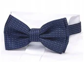 Krawaty i muchy męskie - ŻAKARDOWA MUSZKA + PUDEŁKO Mucha do Koszuli Mikrofibra Greg GRANATOWA mz38 - miniaturka - grafika 1