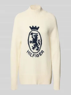 Sweter z dzianiny o kroju regular fit z mieszanki wełny i bawełny - Swetry damskie - miniaturka - grafika 1