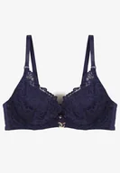 Biustonosze - Granatowy Biustonosz z Ozdobną Koronką i Metaliczną Ozdobą Terzedi - Born2be - miniaturka - grafika 1