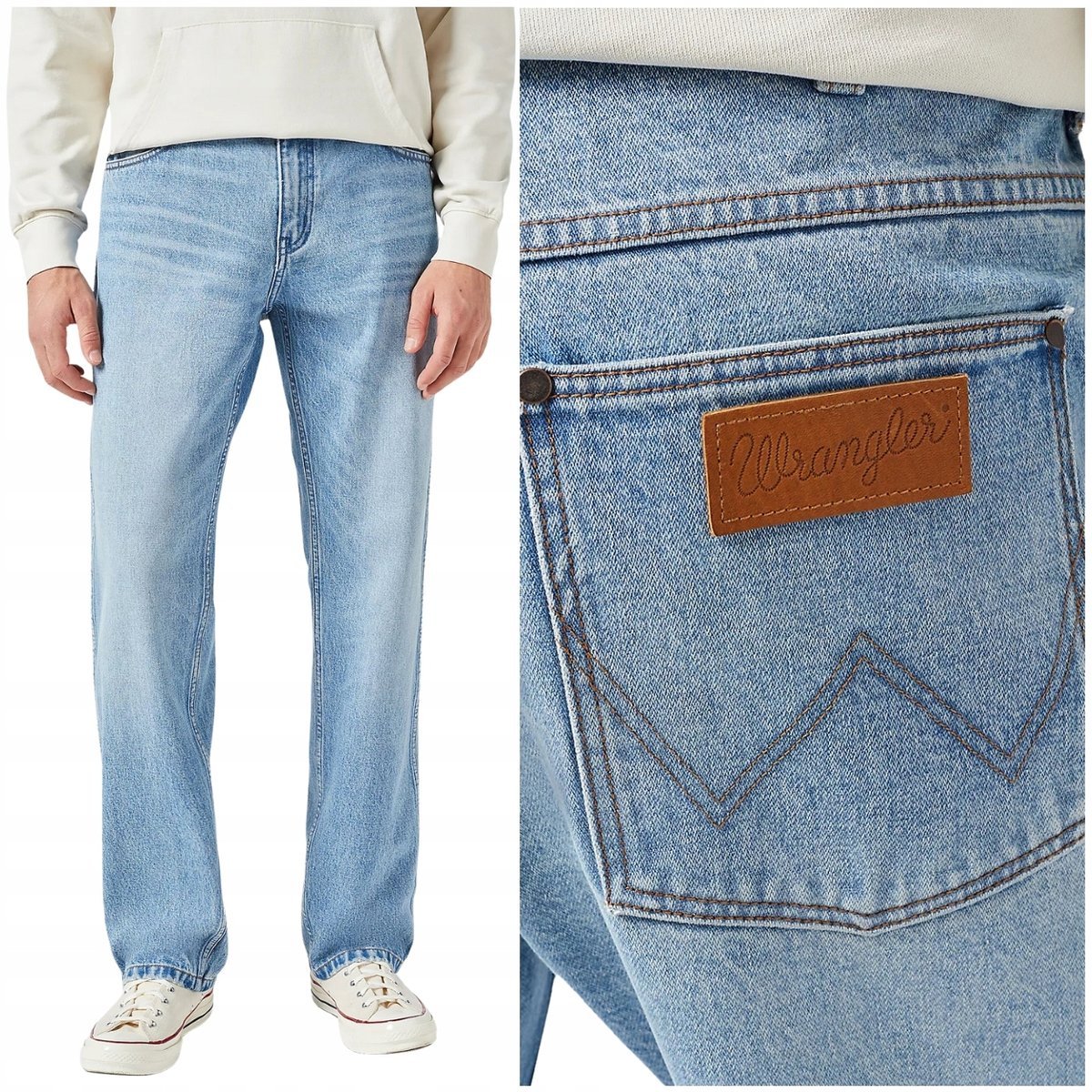 Wrangler FRONTIER Rattle luźne proste spodnie jeansowe bez streczu W31 L34