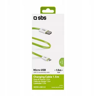 SBS microUSB USB 1,5m plaski zielony - Kable USB - miniaturka - grafika 1