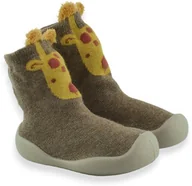 Buty dla chłopców - Dziecięce niechodki skarpety żyrafa 002P078 Brąz - miniaturka - grafika 1