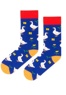 Gęsie niebieskie kolorowe skarpetki bawełna organicznaKabak - Skarpetki męskie - miniaturka - grafika 1