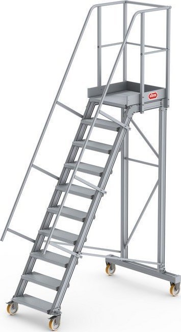 Lero Aluminiowy podest roboczy jezdny wys. 245 cm, 10 stopni, 4 koła