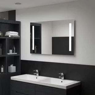 vidaXL Ścienne lustro łazienkowe z LED, 100 x 60 cm - Lustra - miniaturka - grafika 1