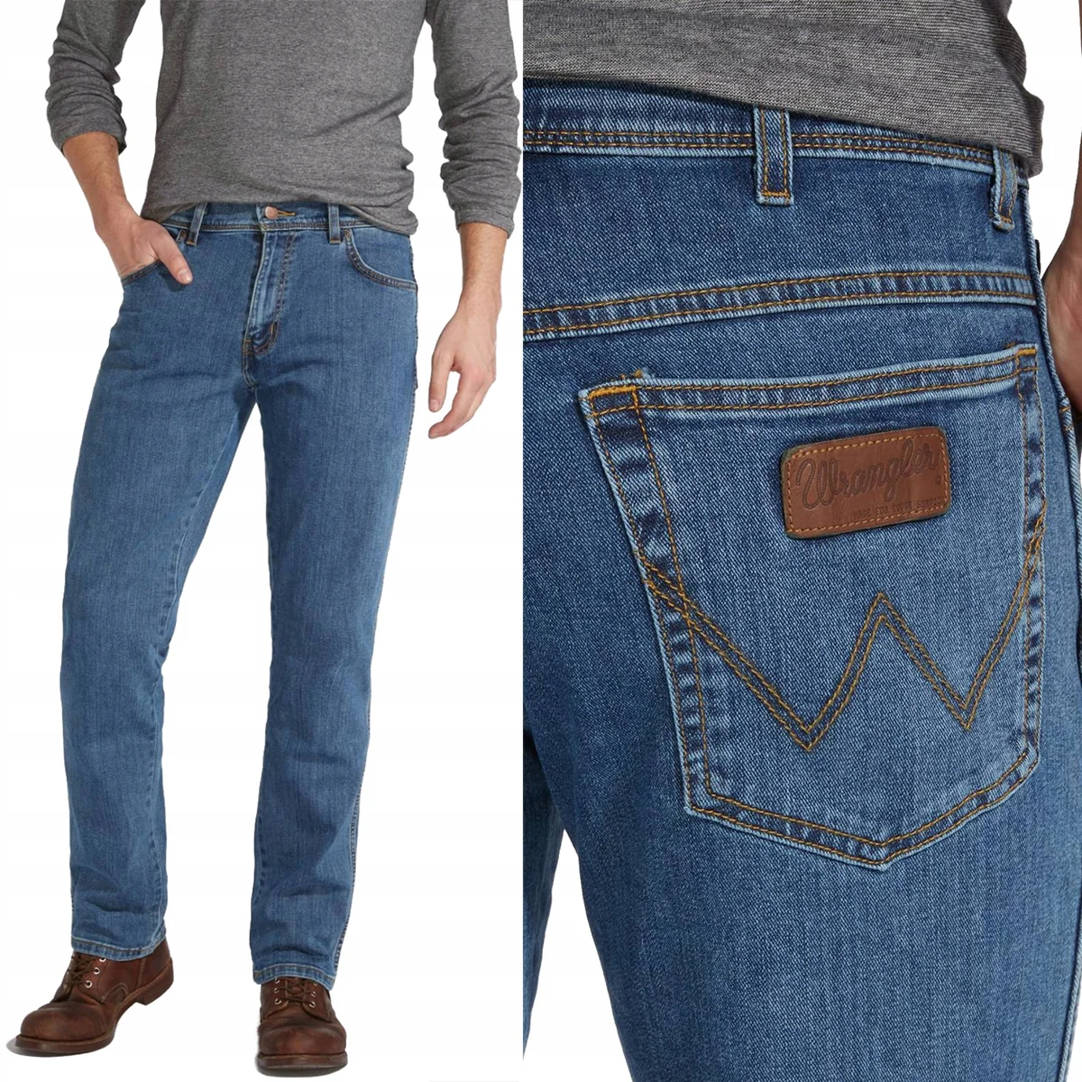 Wrangler Texas Stonewash DżINS klasyczne proste spodnie jeansowe W44 L32