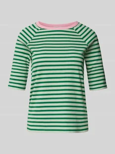 T-shirt o kroju regular fit z czystej bawełny ze wzorem w paski - Koszulki i topy damskie - miniaturka - grafika 1