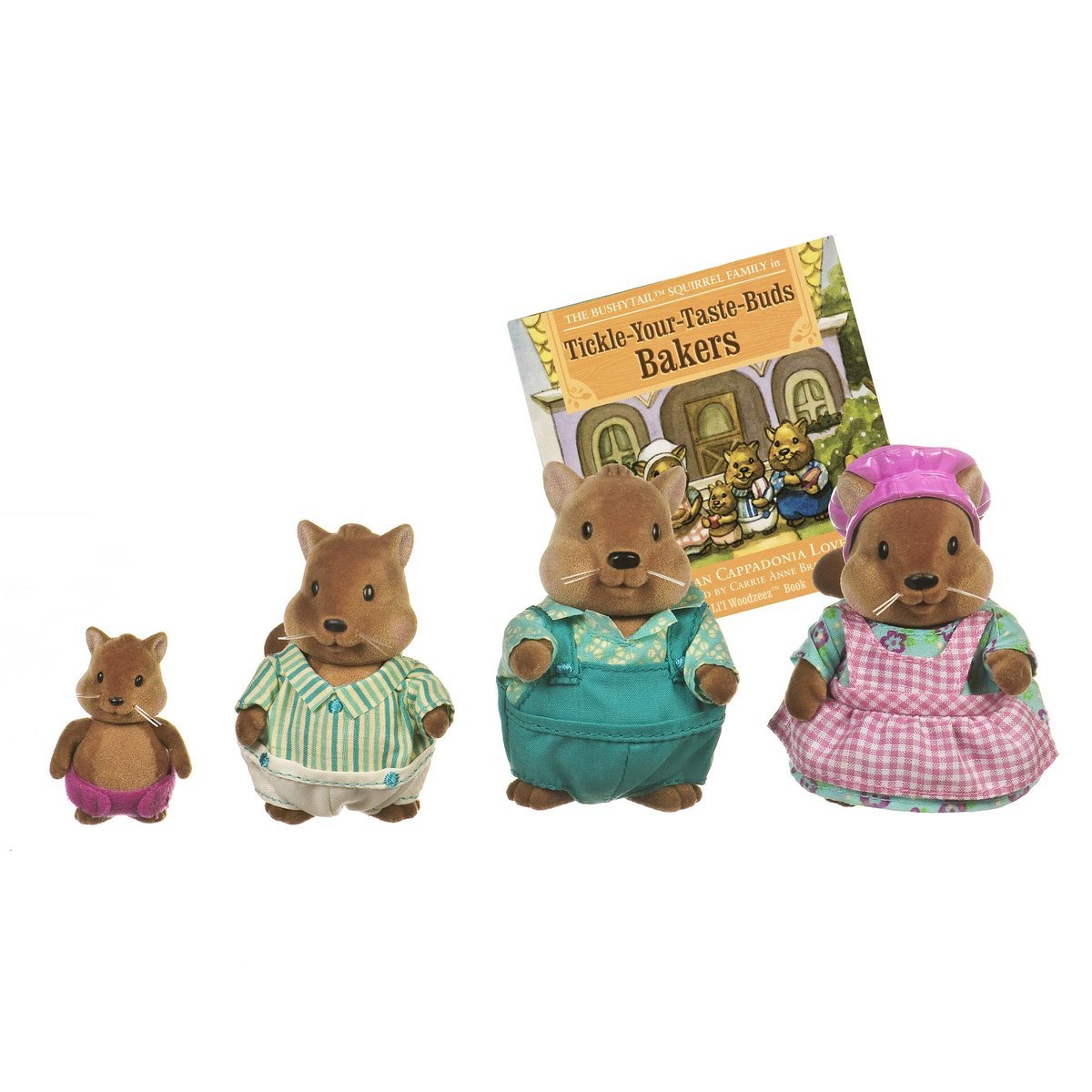 Li'l Woodzeez Rodzina wiewiórek z motywem krzaczastego ogona – zestaw zabawek z miniaturowymi figurkami zwierząt i bajką – zabawki i akcesoria dla d..