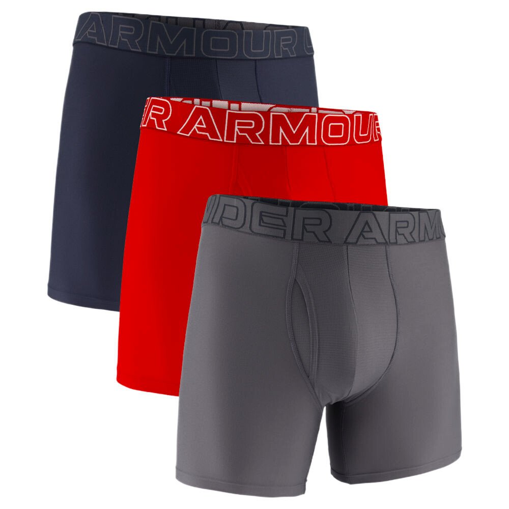Bokserki męskie Under Armour Performance Tech - Solid 6in 3Pack Downpour Gray L