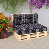 Poduszki ogrodowe - Poduszki na sofę z palet, 2 szt., czarne w kratę, tkanina - miniaturka - grafika 1