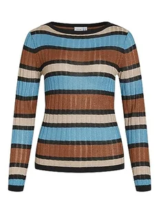 Vila VIEMBER New L/S Glitter Knit Top/SU, Tahitian Teal/Stripes:doeskin/Caramel Cafe/Black, M - Koszulki i topy damskie - miniaturka - grafika 1