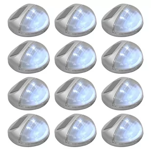 vidaXL Ścienne lampy solarne LED na zewnątrz, 12 szt, okrągłe, srebrne - Lampy ogrodowe - miniaturka - grafika 1