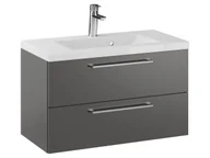 Szafki łazienkowe - Szafka Wisząca Z Umywalką RON 80 cm - Titan Mat - Uchwyty Chromowane - miniaturka - grafika 1