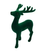 Ozdoby bożonarodzeniowe - Renifer Świąteczny Stojący Zielony Flokowany 21 Cm - miniaturka - grafika 1