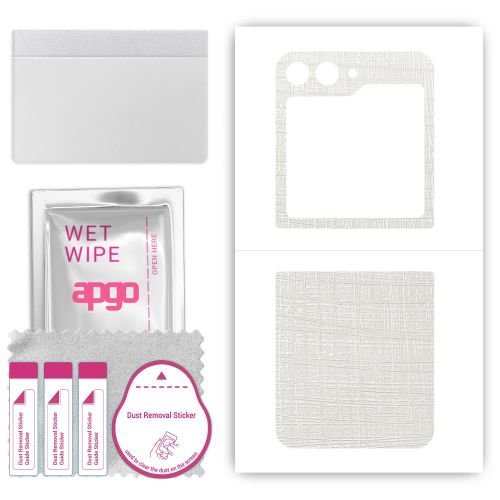 folia naklejka skórka strukturalna na TYŁ do Samsung W24 Flip - Tkanina Biała - apgo SKINS