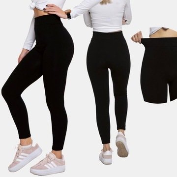 Legginsy Damskie Ocieplane Gładkie Wysoki Stan Ciepłe Moraj Uniwersalne