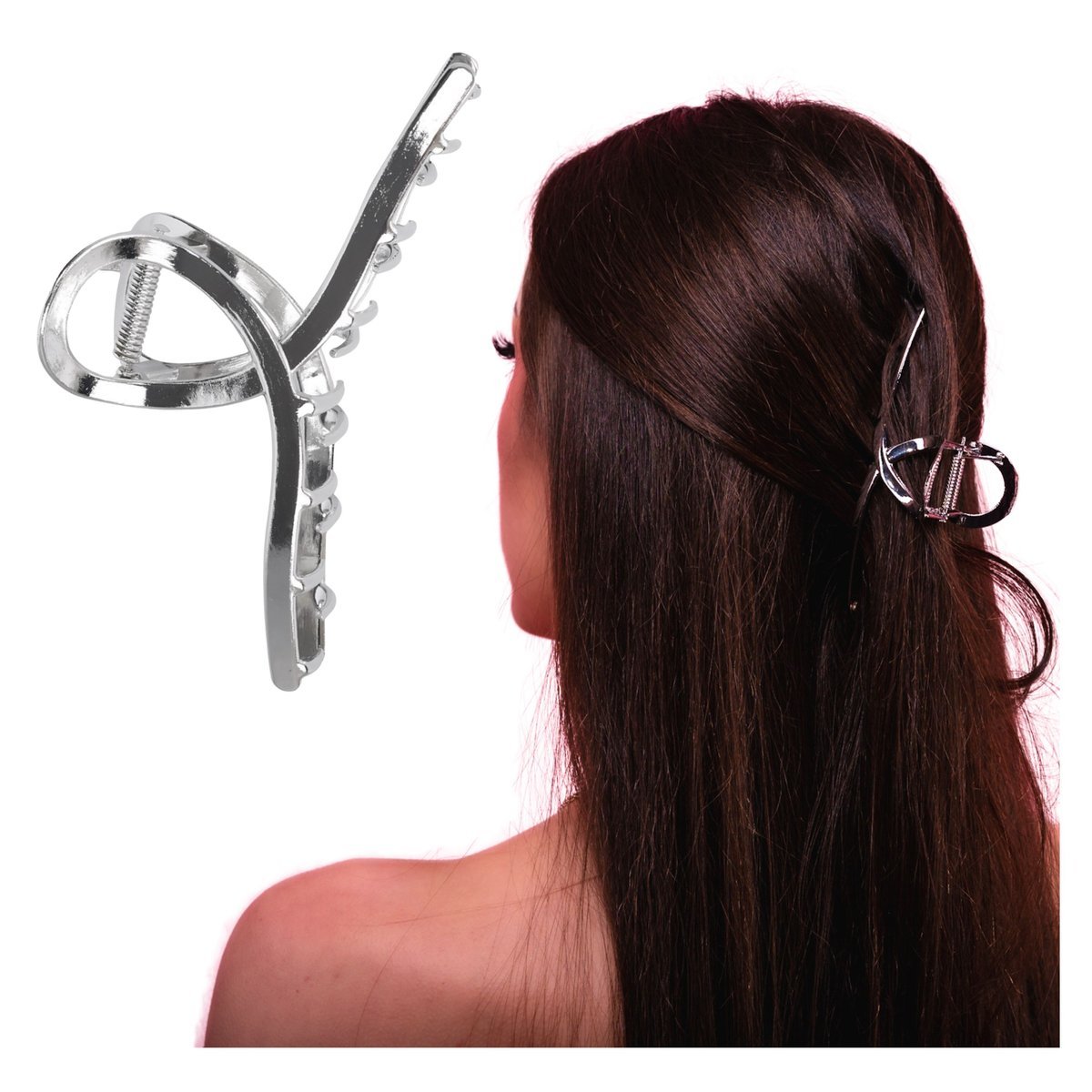 Klamra do Włosów Srebrna Duża XXL Spinka Francuska Metalowa i Wytrzymała