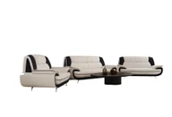 Komplety wypoczynkowe - Zestaw wypoczynkowy 3-2-1 do salonu, ekoskóra Soft, PALERMO - Biały/Czarny - miniaturka - grafika 1