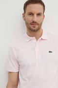 Koszulki męskie - Lacoste polo męski kolor różowy gładki - miniaturka - grafika 1