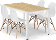 Stoły z krzesłami - Leobert Zestaw stół prostokątny TESSA 120x60 dąb + 4 krzesła OSAKA białe - miniaturka - grafika 1