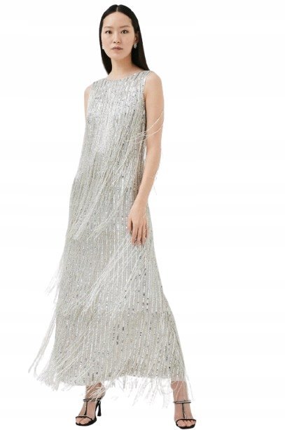 KAREN MILLEN SUKIENKA ZDOBIONA SREBRNA 40 YŁS